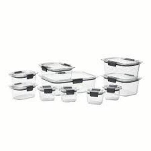 DESCRIPTION: (1) 18 PIECE SET FOOD STROAGE CONTINER BRAND/MODEL: RUBBERMAID #2116141 RETAIL$: $35.00 QTY: 1