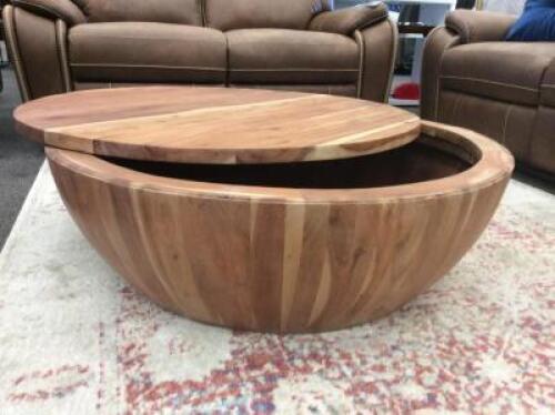 WOOD STORAGE OTTOMAN/TABLE