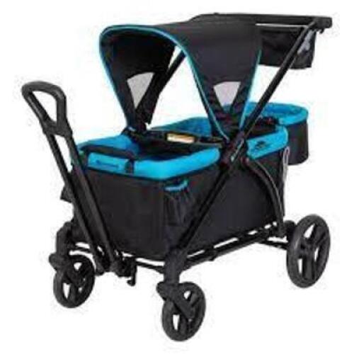 DESCRIPTION: (1) STROLLER WAGON PLUS ULTRA BRAND/MODEL: BABY TREND #WG01D15A INFORMATION: BLUE RETAIL$: $269.99 SIZE: 42 X 27 X 44 QTY: 1