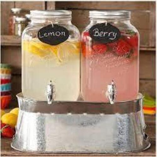 DESCRIPTION: (1) HOMEMADE GOODNESS DRINK DISPENSER SET WITH ICE BUCKET BRAND/MODEL: PIONEER WOMAN #82793.03R RETAIL$: $27.88 SIZE: 16.54 X 11.22 X 16.