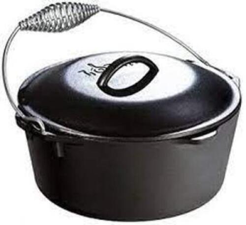 DESCRIPTION: (1) CAST IRON DUTCH OVEN BRAND/MODEL: LODGE #L8D0L3 INFORMATION: BLACK RETAIL$: $50.00 SIZE: 5 QT QTY: 1