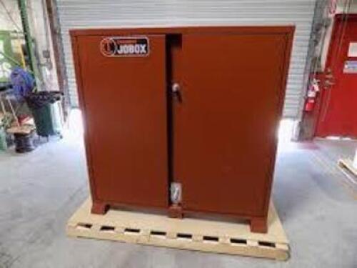 DESCRIPTION: (1) JOB SITE TOOL STORAGE BOXBRAND/MODEL: JOBOX CRESCENTINFORMATION: BROWNSIZE: 30" x 61" x 60"RETAIL$: $2050.99 EAQTY: 1