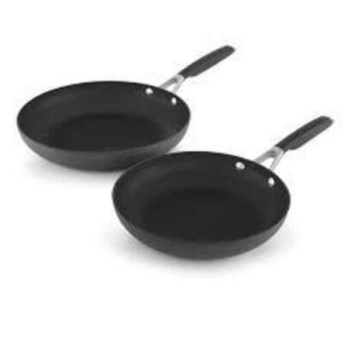 DESCRIPTION: (1) NONSTICK FRY PAN COMBO SET BRAND/MODEL: CALPHALON INFORMATION: BLACK RETAIL$: $50.00 SIZE: 10 AND 12 IN QTY: 1