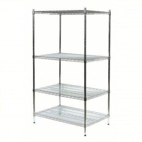DESCRIPTION: (1) WIRE SHELVING UNIT BRAND/MODEL: PRODUCT NUMBER #2KNZ6 INFORMATION: CHROME SIZE: 48 IN X 36 IN, 74 IN OVERALL HT, 4 SHELVES RETAIL$: $