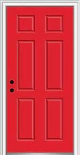 DESCRIPTION: (5) STEEL 6 PANEL DOORS INFORMATION: RED SIZE: 36" X 80" RETAIL$: $428.00 EA QTY: 5