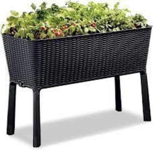 DESCRIPTION: (1) FULL BLOOM GARDEN BED BRAND/MODEL: KETER INFORMATION: BLACK SIZE: 44.9"W 19.4"D 29.8"H RETAIL$: $114.00 EA QTY: 1