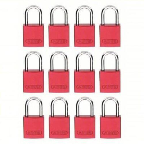 DESCRIPTION: (12) LOCKOUT PADLOCK BRAND/MODEL: ABUS #31NF03 INFORMATION: RED SIZE: KEYED ALIKE, ALUMINUM, COMPACT BODY BODY SIZE, STEEL, STD RETAIL$: