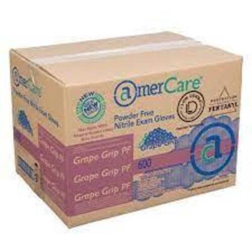 DESCRIPTION: (5) BOXES OF (100) POWDER FREE NITRILE EXAM GLOVES BRAND/MODEL: GRAPE GRIP AMERCARE #600-3 SIZE: LARGE RETAIL$: $22.00 EA QTY: 5