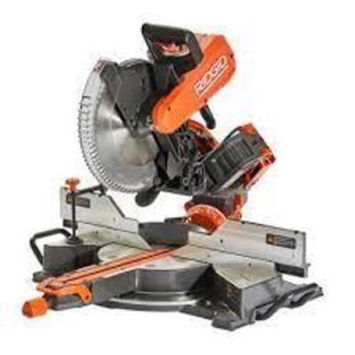 DESCRIPTION: (1) DUAL BEVEL SLIDING MITER SAW BRAND/MODEL: RIDGID SIZE: 12" RETAIL$: $455.50 EA QTY: 1