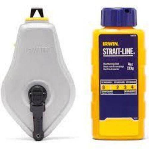 DESCRIPTION: (2) CHALK LINE REEL BRAND/MODEL: IRWIN STRAIT-LINE #45TY58 SIZE: 100 FT LINE RETAIL$: $17.76 EA QTY: 2