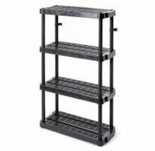 DESCRIPTION: (1) SHELVING UNIT INFORMATION: BLACK SIZE: 4 SHELF RETAIL$: $83.99 EA QTY: 1