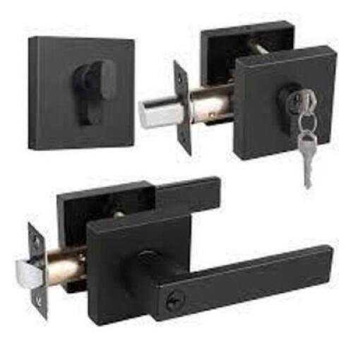 DESCRIPTION: (2) SINGLE CYLINDER DEADBOLT AND KEYPAD ENTRY LEVER BRAND/MODEL: DEFIANT INFORMATION: BLACK SIZE: 4 KEYS, ALL KEYED ALIKE RETAIL$: $136.2