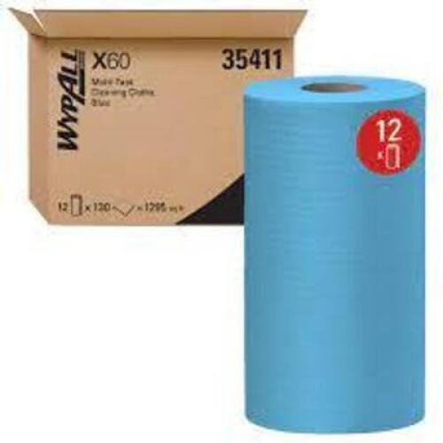DESCRIPTION: (12) ROLLS OF REINFORCED WIPES BRAND/MODEL: WYPALL #35411 INFORMATION: BLUE SIZE: X60 RETAIL$: $138.46 EA QTY: 12