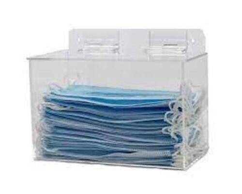 DESCRIPTION: (6) ACRYLIC DUST MASK DISPENSER WITH LID BRAND/MODEL: AMD #4621 INFORMATION: CLEAR ACRYLIC SIZE: 5.5 X 8.75, HOLDS 50 MASKS RETAIL$: $71.