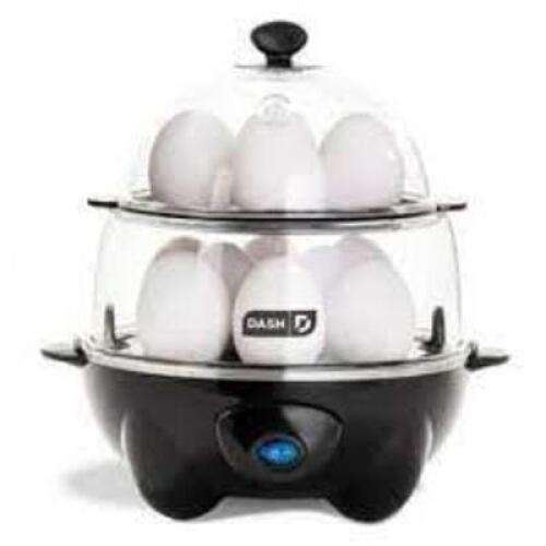 DESCRIPTION: (1) DELUXE EXPRESS EGG COOKER BRAND/MODEL: DASH D INFORMATION: MAKES 12 EGGS RETAIL$: $29.99 EA QTY: 1