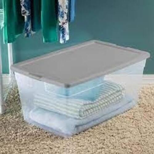 DESCRIPTION: (1) STORAGE TOTE BRAND/MODEL: STERILITE SIZE: 90 QT RETAIL$: $20.00 EA QTY: 1