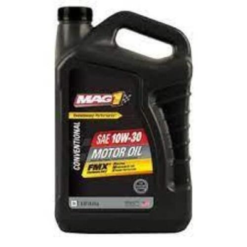 DESCRIPTION: (1) MOTOR OIL BRAND/MODEL: MAG 1 CONVENTONAL INFORMATION: 10W-30 SIZE: 5 QT RETAIL$: $22.58 EA QTY: 1