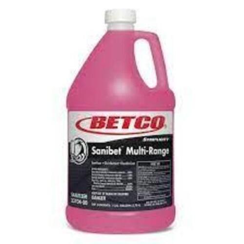 DESCRIPTION: (4) MULTI-RANGE SANITIZER DISINFECTANT DEODORIZER BRAND/MODEL: BETCO SANIBET MULTI RANGE SIZE: 1 GALLON RETAIL$: $24.99 EA QTY: 4