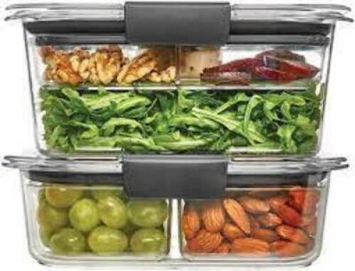 DESCRIPTION: (3) SET OF (9) FOOD STORAGE CONTAINERS BRAND/MODEL: RUBBERMAID BRILLIANCE INFORMATION: CLEAR RETAIL$: $30.00 QTY: 3