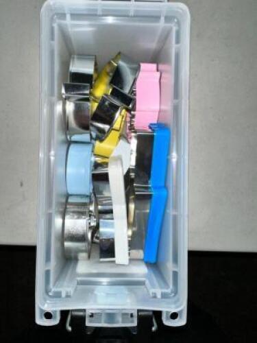 STORAGE BIN W/ ASSORTED COOKIE CUTTERS