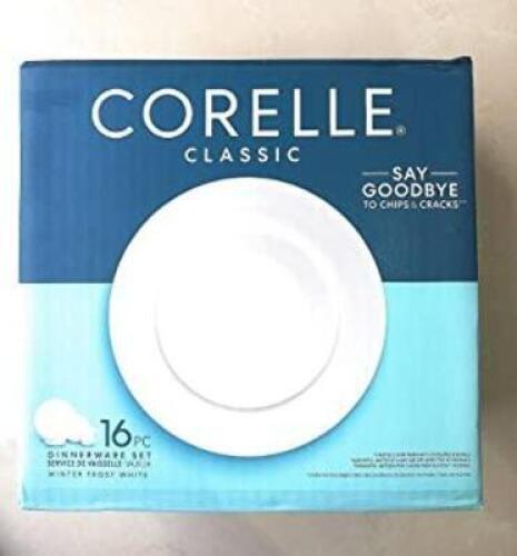 DESCRIPTION: (1) 16-PIECE DINNERWARE SET BRAND/MODEL: CORELLE #8541923420 INFORMATION: WINTER FROST WHITE RETAIL$: $81.39 QTY: 1
