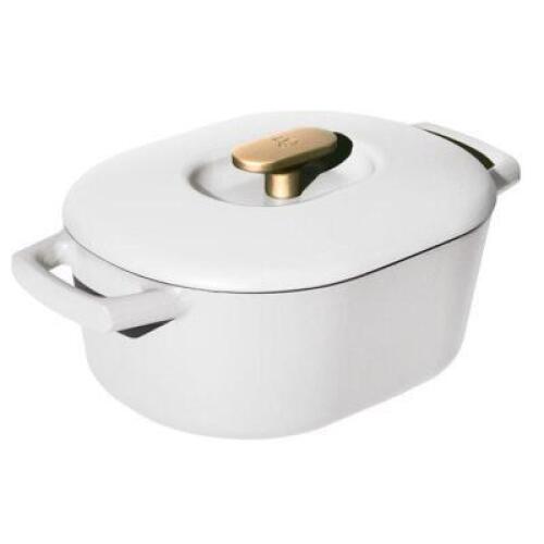 DESCRIPTION: (1) ENAMEL DUTCH OVEN BRAND/MODEL: BEAUTIFUL INFORMATION: WHITE ICING RETAIL$: $60.00 SIZE: 6 QT QTY: 1