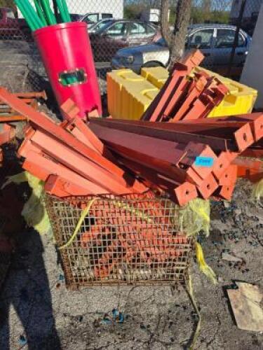 DESCRIPTION: (1) BASKET OF APPROX (50) PALLET RACK BEAMSINFORMATION: BASKET INCLUDEDSIZE: APPROX 48"QTY: 1