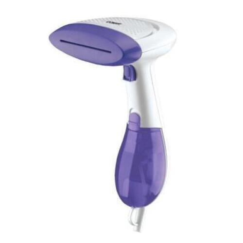 DESCRIPTION: (1) HANDHELD FABRIC STEAMER WITH DUAL HEAT BRAND/MODEL: CONAIR $GS237PR INFORMATION: PURPLE AND WHITE RETAIL$: $35.00 SIZE: 5.50 X 7.50 X