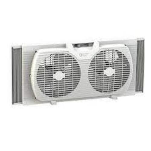 DESCRIPTION: (1) TWIN WINDOW FAN WITH REVERSIBLE AIR FLOW BRAND/MODEL: COMFORT ZONE #CZ319WTWM INFORMATION: WHITE RETAIL$: $22.84 SIZE: 5.25 X 22.12 X