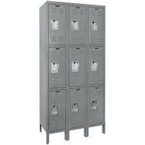 DESCRIPTION: (1) WARDROBE LOCKER BRAND/MODEL: HALLOWELL #4HE12 INFORMATION: GRAY SIZE: 36 IN X 18 IN X 78 IN, 3 TIERS, 3 UNITS WIDE RETAIL$: $1173.18