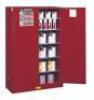DESCRIPTION: (1) FLAMMABLES STORAGE SAFETY CABINETBRAND/MODEL: JUSTRITE #894511INFORMATION: RED, EMPTY, NO ITEMS INCLUDED WITH CABINETSIZE: 60 GAL CAPACITY, 18" x 43" x 65"RETAIL$: $1750.00 EAQTY: 1