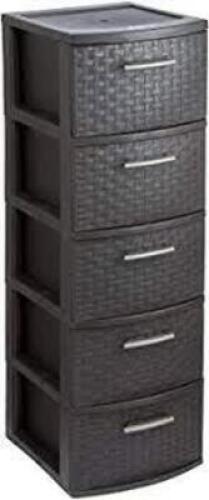 DESCRIPTION: (2) 5 DRAWER STORAGE CABINET BRAND/MODEL: MQ INFINITY #392-WEN INFORMATION: BLACK RETAIL$: $51.00 EA SIZE: ?14.6 X 12.6 X 39 QTY: 2