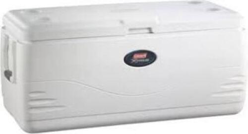DESCRIPTION: (1) MARINE COOLER BRAND/MODEL: COLEMAN #20150316 INFORMATION: WHITE RETAIL$: $150.00 SIZE: 100 QT QTY: 1
