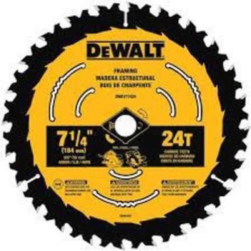 DESCRIPTION: (10) CIRCULAR SAW BLADEBRAND/MODEL: DEWALT #DWA171424DSIZE: 7-1/4", 24 TEETHRETAIL$: $12.97 EAQTY: 10