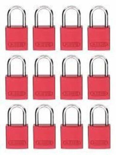 DESCRIPTION: (10) LOCKOUT PADLOCK BRAND/MODEL: ABUS #31NF03 INFORMATION: RED SIZE: KEYED ALIKE, ALUMINUM, COMPACT BODY BODY SIZE, STEEL, STD RETAIL$: