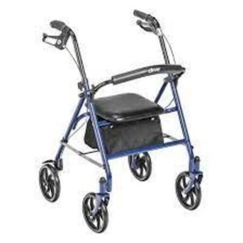 DESCRIPTION: (1) ALUMINUM ROLLATOR ROLLING WALKER WITH FOLD UP AND REMOVABLE BACK SUPPORT BRAND/MODEL: DRIVE MEDICAL $10257BL-1 INFORMATION: BLUE AND