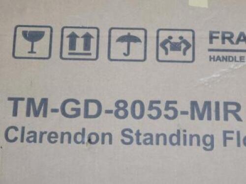 DESCRIPTION: (1) STANDING FLOOR MIRROR BRAND/MODEL: CLARENDON #TM-GD-8055-MIR RETAIL$: $240.99 SIZE: 63 INCHES HIGH X 21.5 INCHES WIDE X 1.9 INCHES DE