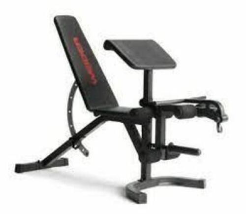DESCRIPTION: (1) OLYMPIC UTILITY BENCH BRAND/MODEL: WEIDER ATTACK #WEBE29620 INFORMATION: 610 TOTAL WEIGHT CAP RETAIL$: $128.00 SIZE: 72.00 X 27.00 X