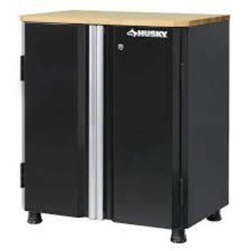 DESCRIPTION: (1) CABINET WITH WORK SPACE BRAND/MODEL: HUSKY #1001488134 INFORMATION: BLACK SIZE: 28", 2-DOOR RETAIL$: $279.00 EA QTY: 1