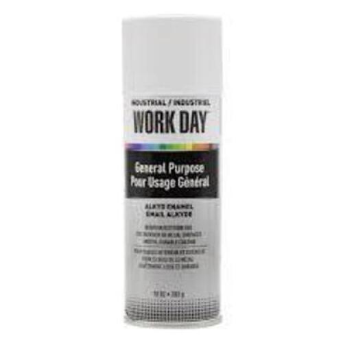 DESCRIPTION: (6) GENERAL PURPOSE ALKYD ENAMEL SPRAY PAINT BRAND/MODEL: WORK DAY INFORMATION: WHITE SIZE: 10 OZ QTY: 6