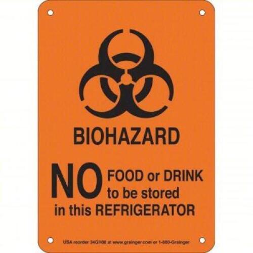 DESCRIPTION: (1) NO FOOD OR DRINK BIOHAZARD SIGN BRAND/MODEL: 34GH08 RETAIL$: $1.38 EA QTY: 1