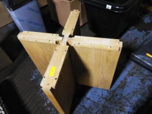 DESCRIPTION: (1) TABLE BASE, HEAVY DUTY BRAND/MODEL: WOODEN INFORMATION: X SHAPED SIZE: MUST COME INSPECT QTY: 1