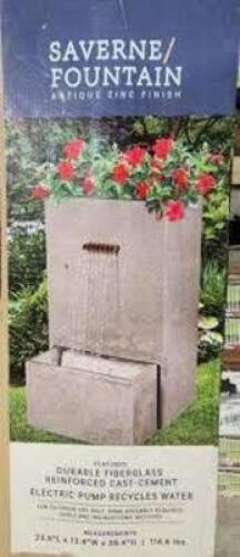 DESCRIPTION: (1) DURABLE REINFORCED ELECTRIC PUMP FOUNTAIN BRAND/MODEL: SAVERNE INFORMATION: FIBERGLASS, CAST-CEMENT SIZE: 23.6" L X 13.8" W X 39.4" H