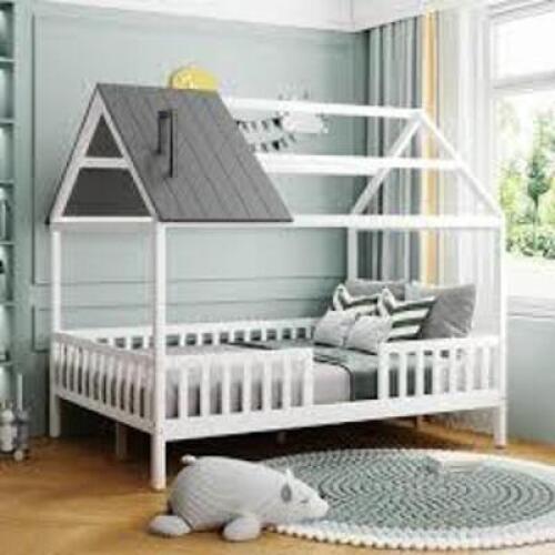 DESCRIPTION: (1) HOUSE BED, FULL BUNKBRAND/MODEL: ZNTS #MF298292AAKINFORMATION: WHITE, SLIGHT DAMAGE, NO MATTRESS INCLUDEDSIZE: FULL SIZE BEDRETAIL$: $419.00 EAQTY: 1
