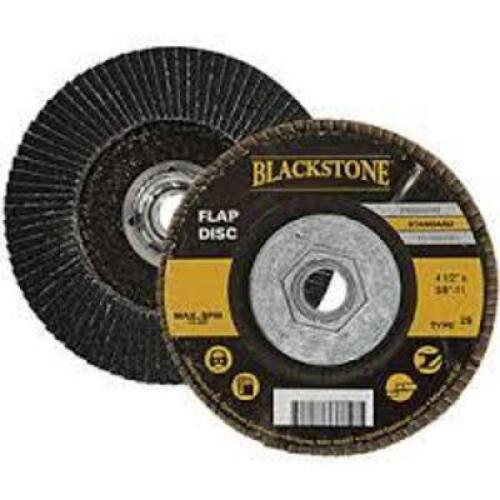 DESCRIPTION: (10) FLAP DISCS BRAND/MODEL: BLACKSTONE INFORMATION: ZIRC SIZE: 4-1/2" X 5/8"-11 QTY: 10