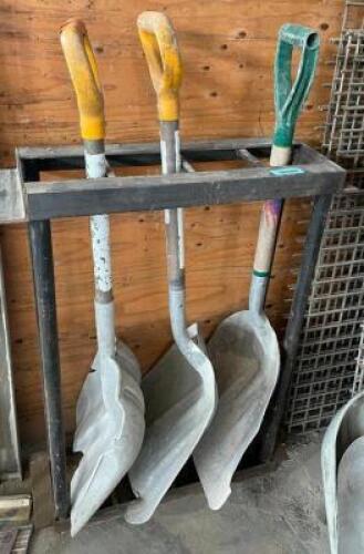 (3) SHOVELS WITH RACK
