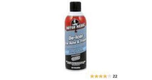 DESCRIPTION: (6) DE-ICER FOR AUTO AND TRUCK BRAND/MODEL: MOTOR MEDIC SIZE: 12 OZ RETAIL$: $7.00 EA QTY: 6