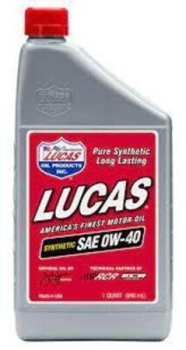 DESCRIPTION: (6) MOTOR OIL BRAND/MODEL: LUCAS OI PRODUCTS INC INFORMATION: 0W-40 SIZE: 1 QT RETAIL$: $10.99 EA QTY: 6