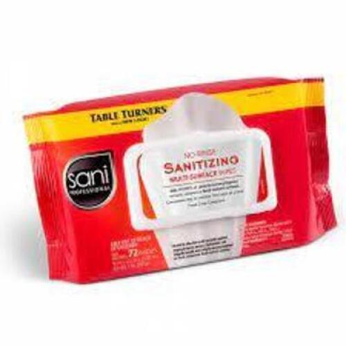 DESCRIPTION: (4) NO RINSE SANITIZING WIPES BRAND/MODEL: SANI PROFESSIONAL SIZE: 72 WIPES PER CONTAINER RETAIL$: $10.00 EA QTY: 4