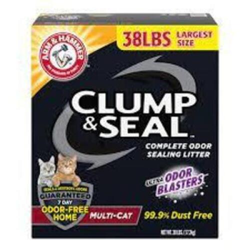DESCRIPTION: (1) CAT LITTER BRAND/MODEL: ARM AND HAMMER CLUMP AND SEAL SIZE: 38 LB RETAIL$: $21.87 EA QTY: 1